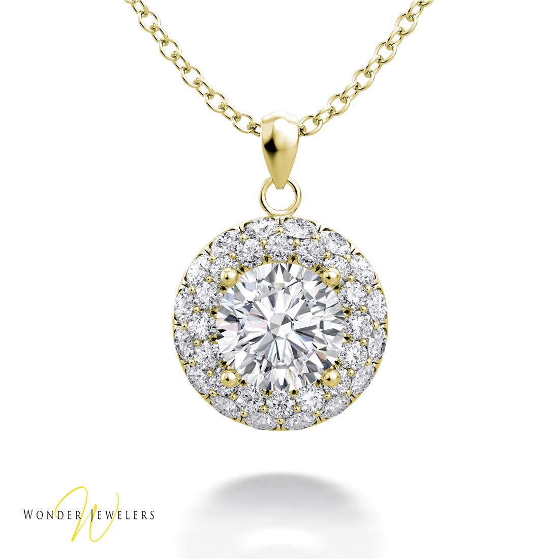 14k gold diamond halo necklace